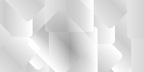 Fototapeta premium Abstract white minimalist geometric background with overlapping 3D squares and soft gradient shadows. Composition of overlapping white rounded squares.