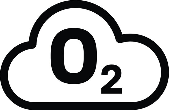 Outline of a cloud shape with black text 'O2' signifies oxygen or a breathable gas.