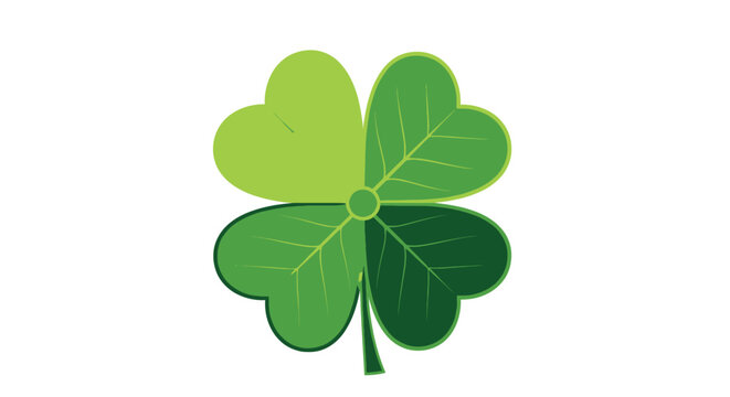 Vibrant green four-leaf clover illustration symbolizing good luck, prosperity, and fortunate blessings in nature.