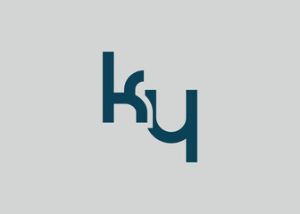 Obraz premium Modern Minimalist KY Letter Logo Monogram. Minimal, geometric lettermark conveys professionalism, unity, and contemporary style
