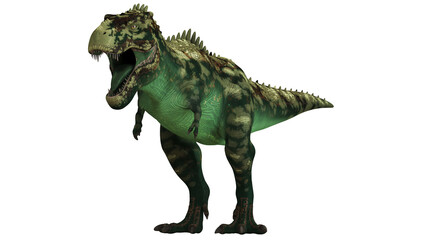 Fototapeta premium Ferocious dinosaur roaring in a dynamic pose.