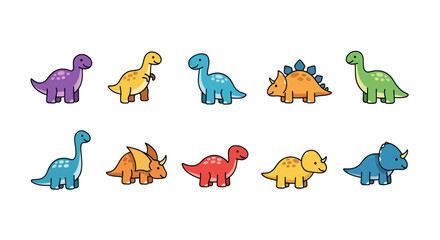 Colorful cartoon dinosaurs in various poses © Jean