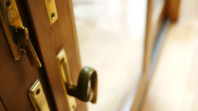 A Man Locks a Sliding Glass Door