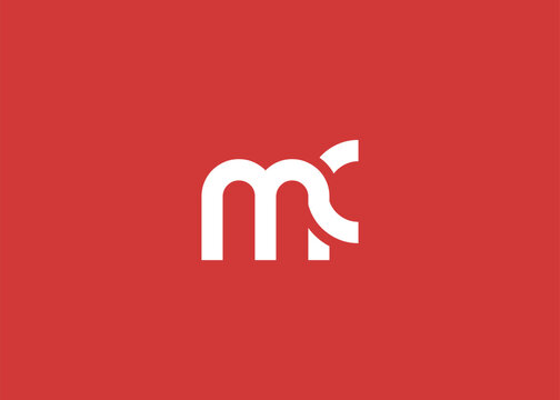 Modern Minimalist MC Letter Logo Monogram. Minimal, geometric lettermark conveys professionalism, unity, and contemporary style