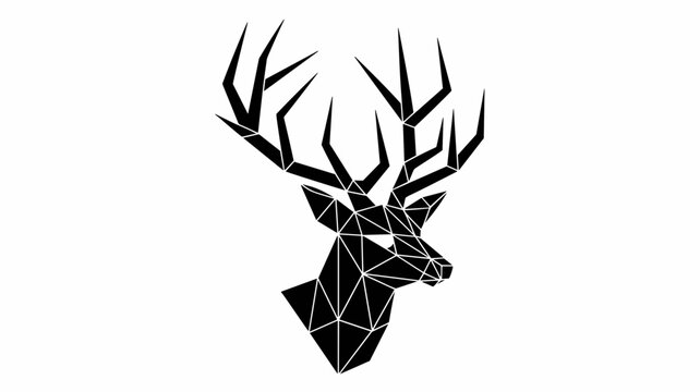 Polygonal deer head antler icon - Ideal for hunting equipment, forest conservation, or rustic lodge branding.