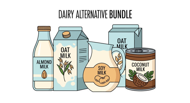 Dairy alternative milk beverage options.