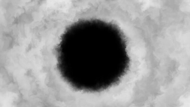 Dark cloud vortex with rotating smoke and central void