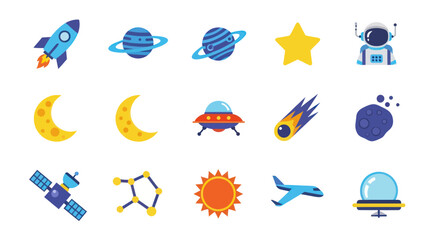Colorful space icons for science and education © Jean