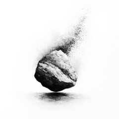 Falling stone in mid air before impact monochrome minimal tension concept © JerreMaier