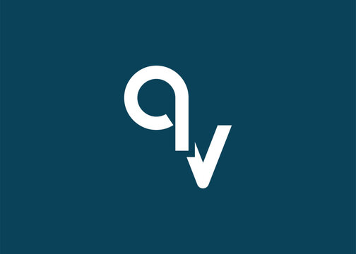 Modern Minimalist QV Letter Logo Monogram. Minimal, geometric lettermark conveys professionalism, unity, and contemporary style