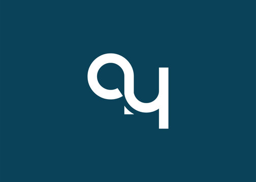 Modern Minimalist QY Letter Logo Monogram. Minimal, geometric lettermark conveys professionalism, unity, and contemporary style