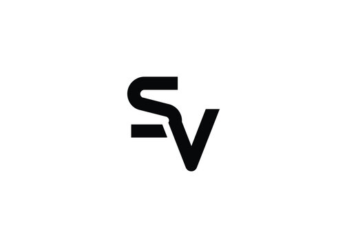 Modern Minimalist SV Letter Logo Monogram. Minimal, geometric lettermark conveys professionalism, unity, and contemporary style