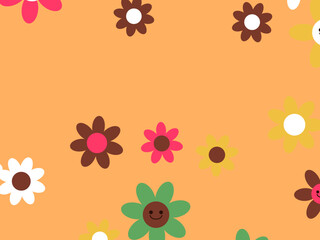 Fototapeta premium Flower Power Pattern Cheerful Retro Design