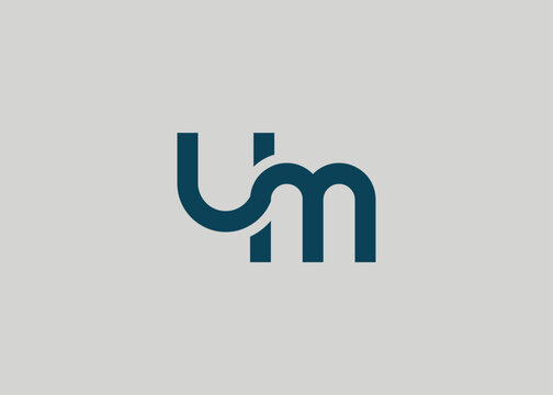 Modern Minimalist UM Letter Logo Monogram. Minimal, geometric lettermark conveys professionalism, unity, and contemporary style