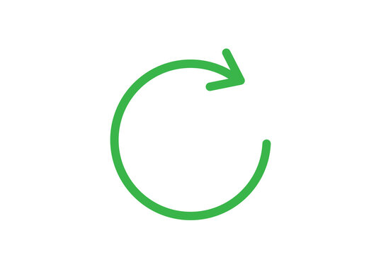 green circular arrow sign for refresh reload clockwise direction cycle concept png file transparent background