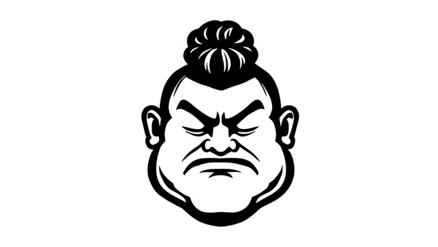 grappler head icon simple character sumo silhouetted graphic. Person sumo athlete concept face illustration 