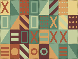 Obraz premium Quilt Block Pattern Folk Handmade Background