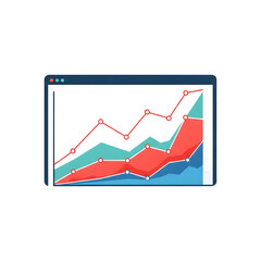 Obraz premium Colorful graph on computer screen display.