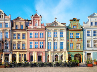 Fototapeta premium Townhouses on Poznan Old Market Square, Poland.