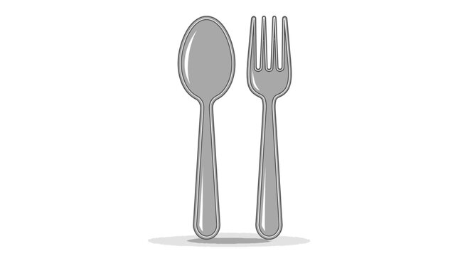 Silver spoon and fork set isolated on white background for culinary concepts