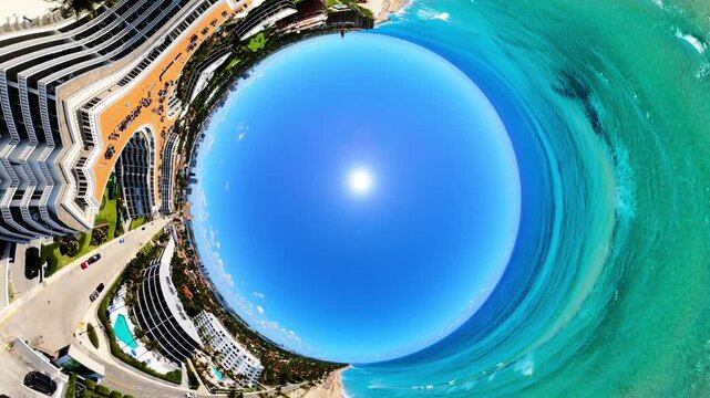 Inverted tiny planet aerial video