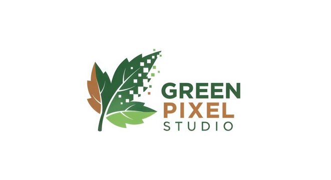 Green Pixel Studio logo with leaf design