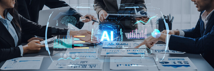 Futuristic AI analytics display realtime dashboards, forecasting and cloud monitoring, helping...