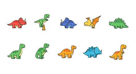 Cartoon dinosaurs set illustration © Kaskus