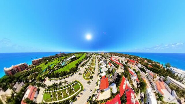 Extremely warped and distorted aerial video of Palm Beach Florida
