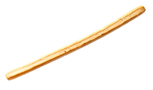One delicious grissini breadstick isolated on white