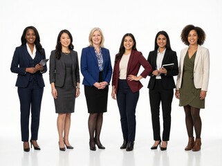 Obraz premium PNG Diverse professional women standing confidently on transparent background
