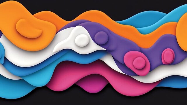 Dynamic Abstract Wavy Shapes Background with Vibrant Colors.