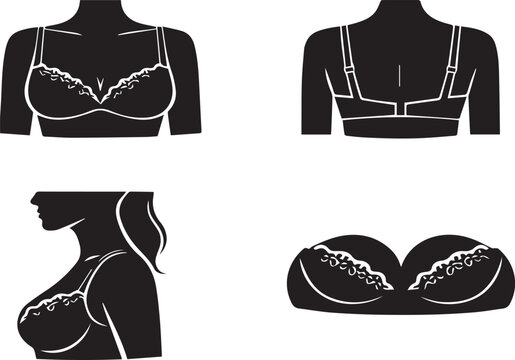 Vector illustrations of women's bras on transparent background for fashion and lingerie designs