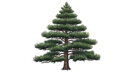 Fototapeta premium Realistic vector illustration of a green pine tree