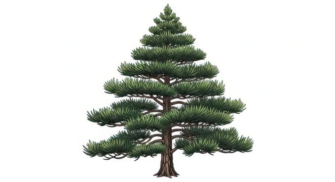 Realistic vector illustration of a green pine tree