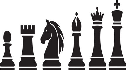 Black chess pieces on transparent background for strategy and game concepts © raja