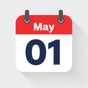 May 1st Calendar Icon Silhouette Flat Vector Illustration