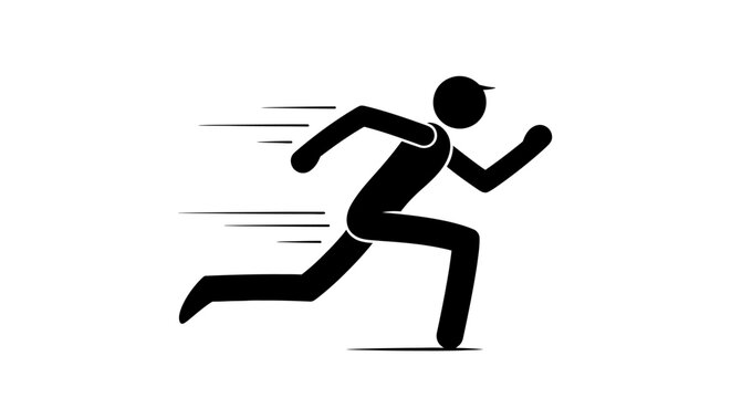 Black silhouette of a running man.