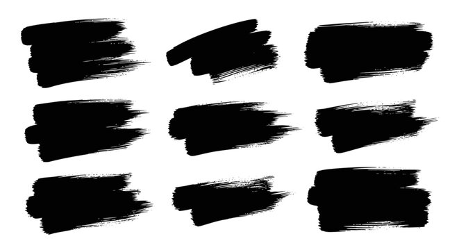 Black Brush Strokes on White Background.