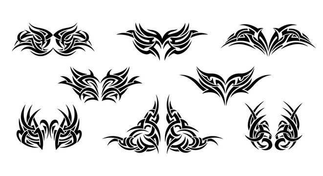 Tribal tattoo designs for body art.