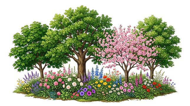 Isolated  trees  on transparent background PNG file