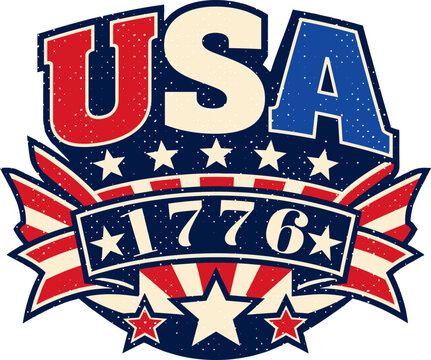 USA 1776 Patriotic Vintage Badge Design