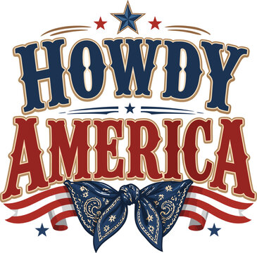 Howdy America Western Patriotic Vintage Typography Design