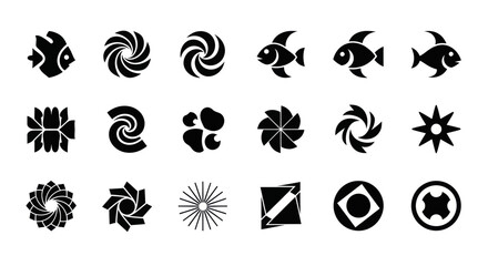 Fototapeta premium Black and white vector icon collection
