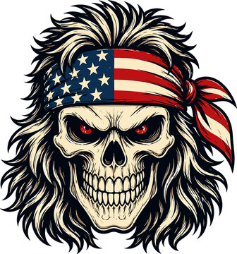 Patriotic Skull with American Flag Bandana 4th of July Design