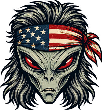 Angry Patriotic Alien USA Bandana
