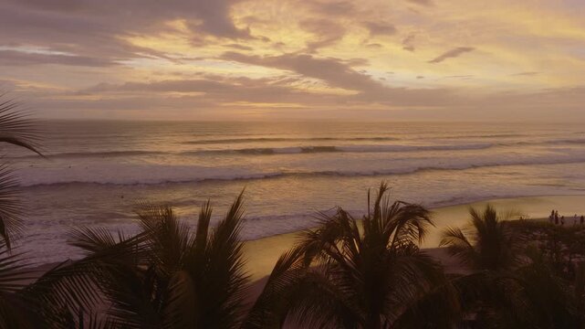 Golden Hour Tranquility: Aerial View of a Serene Beach in Costa Rica