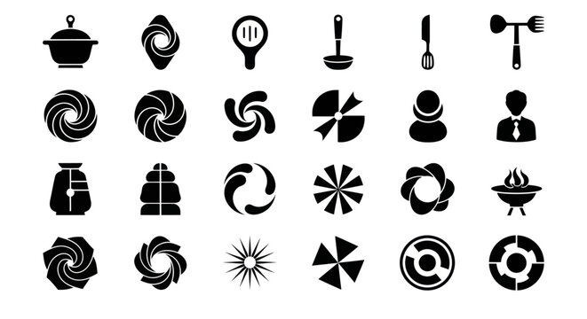 Black icon set design elements