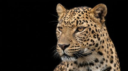 Obraz premium leopard on black background, wildlife or character concept, expressive detail, strong commercial appeal, balanced composition, soft natural light, realistic texture, crisp focus, refined atmosphere,