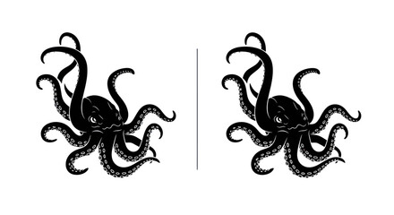 Black octopus illustration on white background © KingShawn